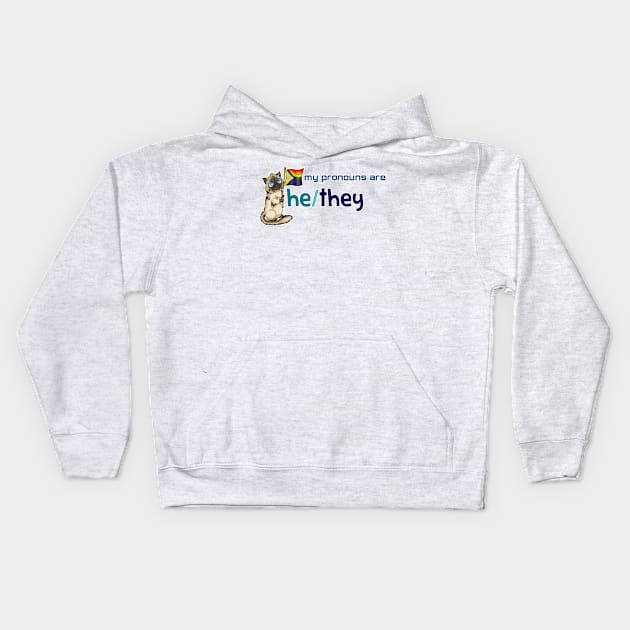 My Pronouns with Chocolate (He/They) Kids Hoodie by Crossed Wires